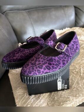 tuk Purple Leopard Print Mary Janes